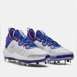 Under Armour Men’s Harper 8 Low ST Metal Baseball Cleats Size 14 White/Royal